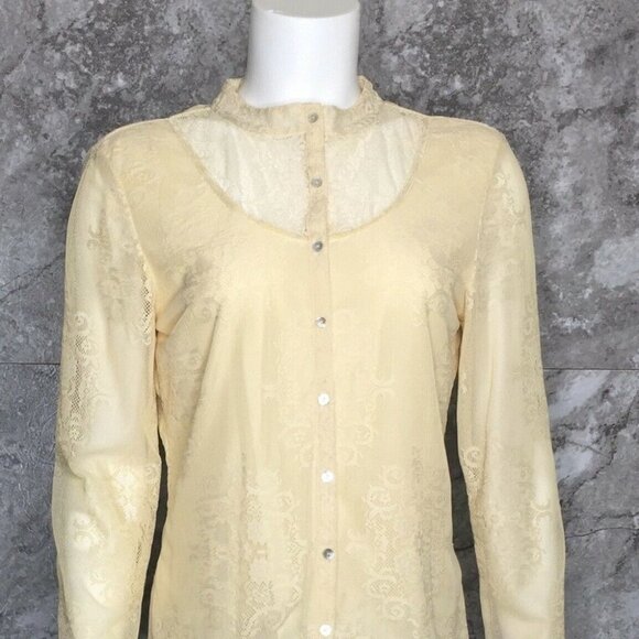 J. JILL Button Up Lace Cream Blouse Prairie - Picture 1 of 6
